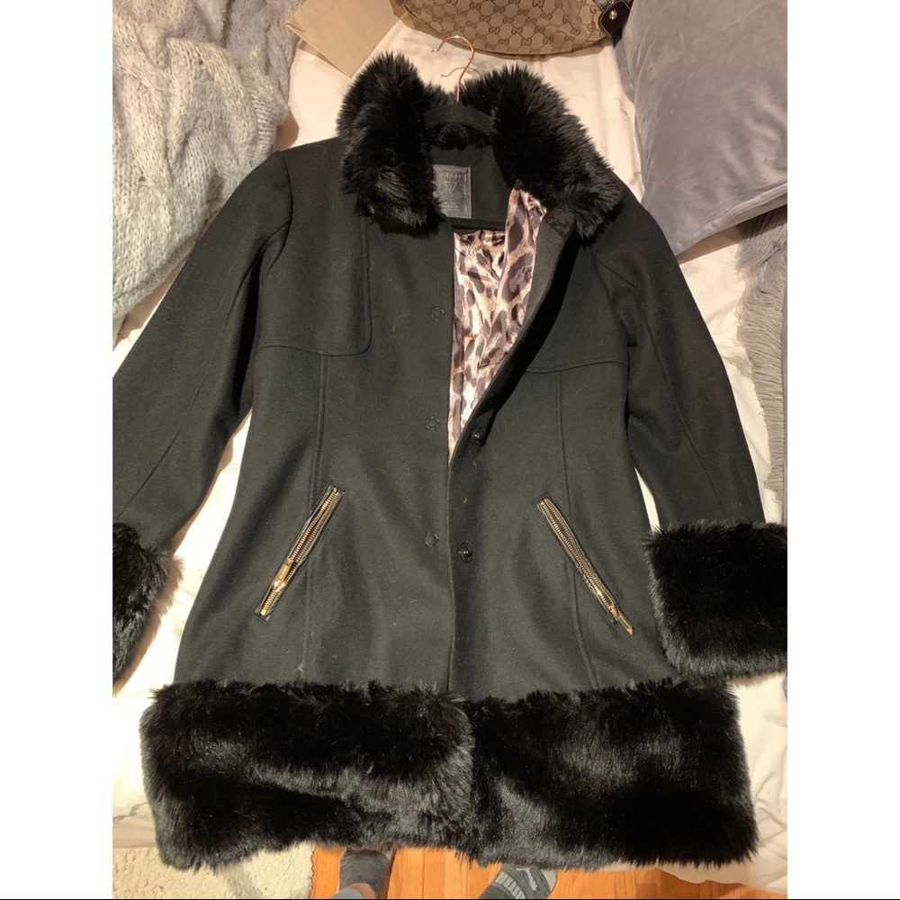 Faux fur peacoat